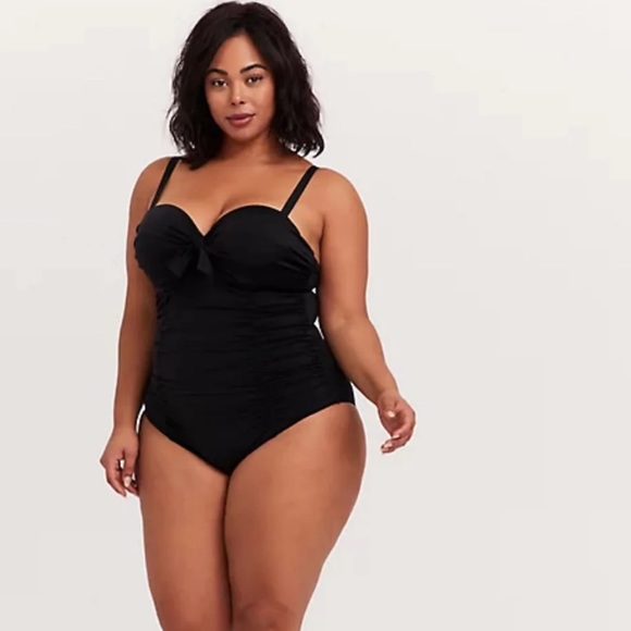 Torrid Black Tie Front One Piece Swim 2D/DD